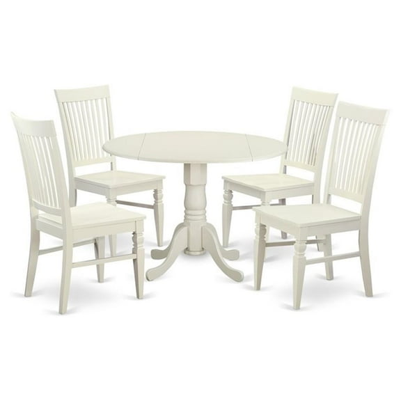 Atlin Designs 5-piece Wood Kitchen Table Set in Linen White