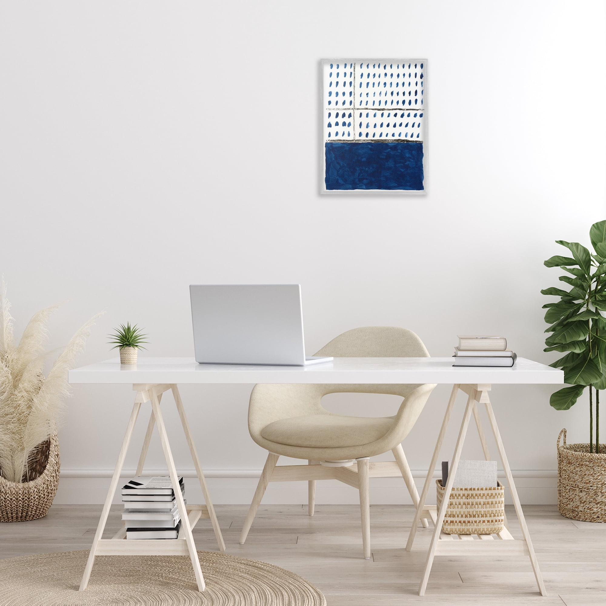Stupell Industries Modern Dot Pattern Abstract Painting Gray Framed Art Print Wall Art, 16 x 20