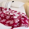 thumbnail image 4 of Soft Cozy Red Snowflake Throw Blanket Christmas Knitted Blanket Lightweight Fluffy Fleece Blanket for Sofa Couch Holiday Decor (2,130x170cm(51x67inch)), 4 of 7