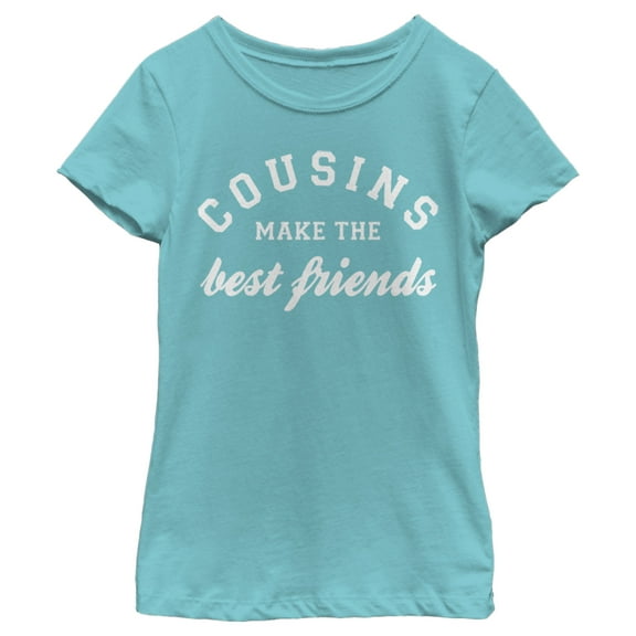 Girl's Lost Gods Cousins Make the Best Friends  Graphic Tee Tahiti Blue Large