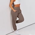 thumbnail image 5 of Gibobby pantalones de mujer de mezclilla Pantalones de chándal inferiores para mujer con bolsillos Pantalones de chándal holgados casuales de vellón (Marrón, XL), 5 of 5