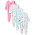 thumbnail image 1 of Grenouillères Marque Bébés Filles Lot de 4 Dormeuses et Jeu Pieds Paquet Multiple, Chats, 3-6 Mois, 1 of 2