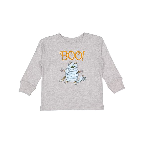 Inktastic Boo with Mummy Cat Boys or Girls Long Sleeve Toddler T-Shirt