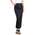 thumbnail image 1 of BodiLover, Women's, Solid Color Midi Skirt with Back Slit, Black, M, 1 of 2