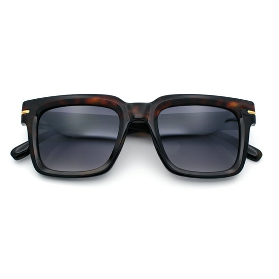 Gentlemanly Retro Thick Horn Rim Oversized Plastic Fashion Sunglasses Tortoise - Smoke