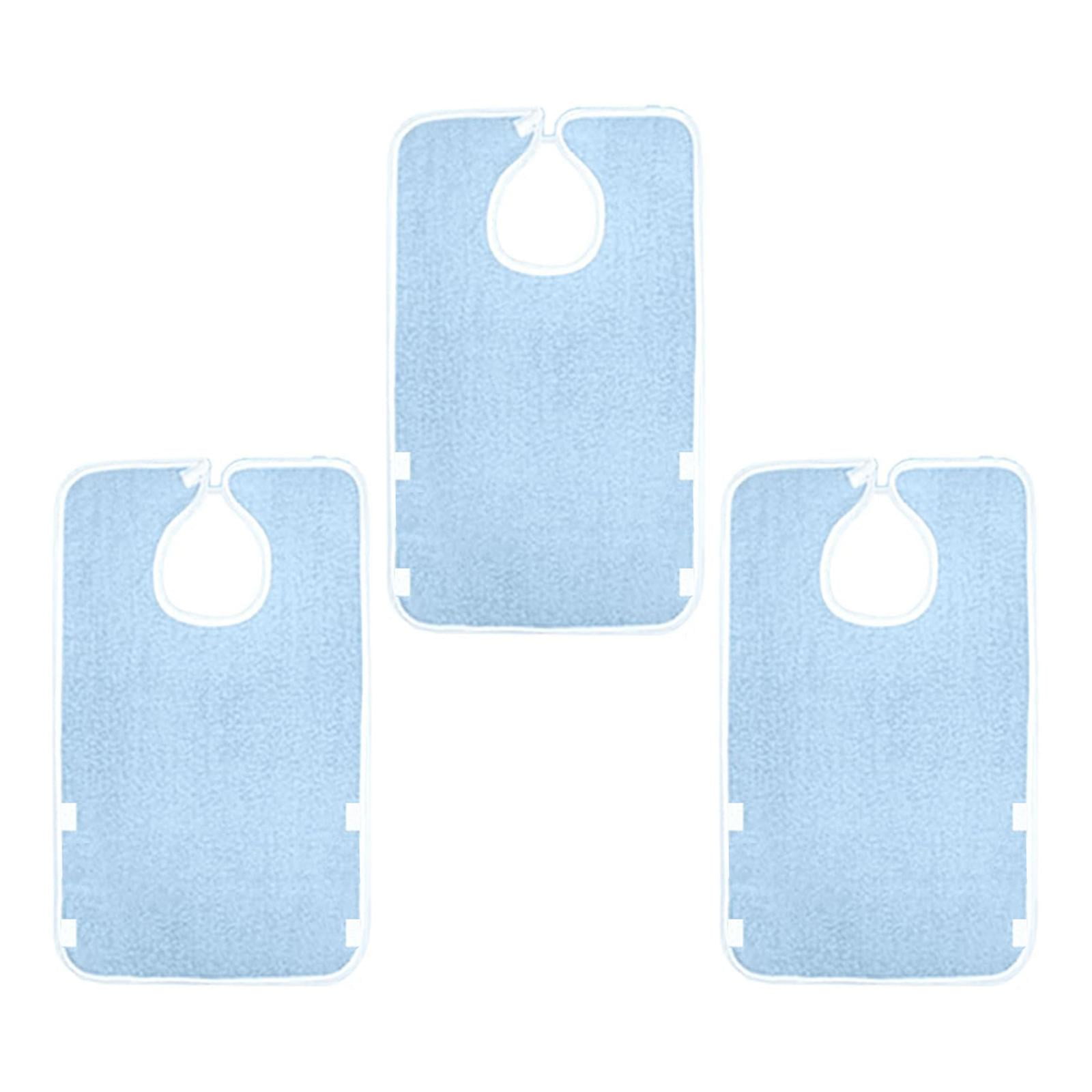 Wswqop 3 Pieces Adult Bibs for Eating Machine Washable Comfortable Creative Large Adult blue waterproof