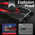 thumbnail image 4 of Dteck Samsung S22 Ultra Metal Bumper Silicone Rubber Case Hybrid Military Shockproof Heavy Duty Rugged case Cover for Samsung S22 Ultra, Black+Red, 4 of 12