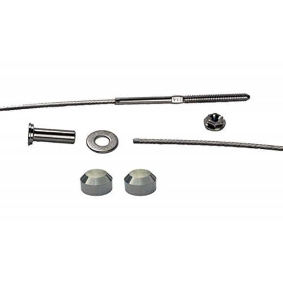 VistaView CableTec - Fast and Easy Stainless Steel Cable Railing Installation Kit for Residential Metal Posts - 1/8 Inch Cable, 10 Feet with Brushed Stainless Chamfer Caps