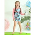 thumbnail image 2 of Esho 9T-10T Toddler Little Girls Summer Rash Guards Swimsuit Long Sleeve Swim Shirts + Swim Shorts 2Pcs Bathing Suit, 2 of 8