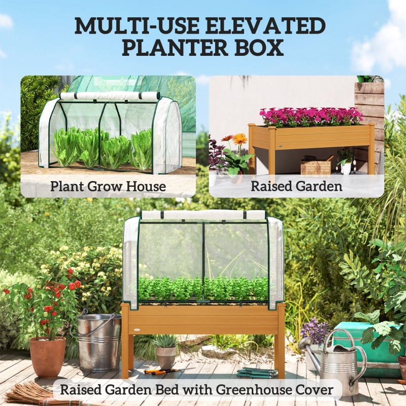 Alvantor 48"x22"x46" Sand Raised Garden Bed with PE Cover, Elevated Planter Box, Outdoor Greenhouse