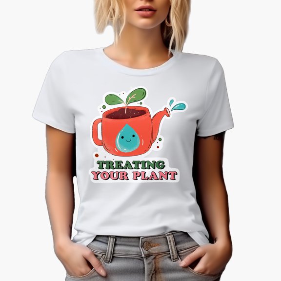 Treating Your Plant, Earth Day & Environmentalist Art Merch Gift, White T-Shirt, Small