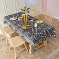 thumbnail image 2 of Black Pioneer Flower Geometric Striped Rectangle Tablecloth 60"x120",Waterproof Polyester Rectangle Table Cloth, Wipeable Spillproof Polyester Tablecloth for Dining, Camping, Indoor and Outdoor, 2 of 5