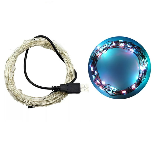 Carga USB Impermeable Cadena de alambre de plata Luces 5V para la decoración casera de la boda 5M 50leds Advancent LED1165-08