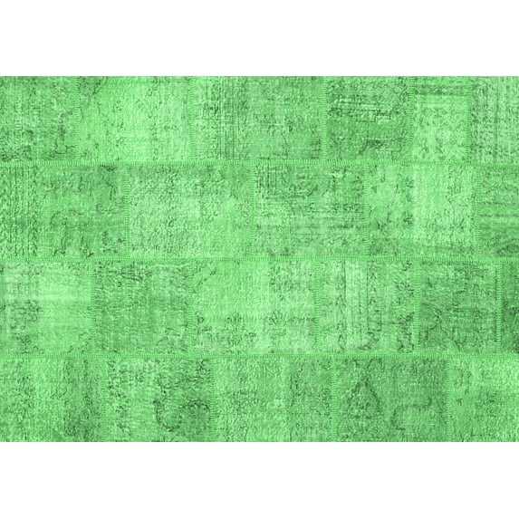 Ahgly Company Indoor Rectangle Patchwork Emerald Green Transitional Area Rugs, 5' x 8'