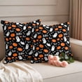 thumbnail image 2 of Black White Halloween Ghost Outdoor Waterproof Pillow Covers, Orange Pumpkins Fall Decorative Square Throw Pillowcase Sofa Cushion Sham for Patio/Couch/Chair, 26"x26" 2 Pack, 2 of 8