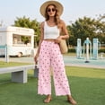 thumbnail image 5 of Lace Trim Wide Leg Pants for Women 2026 Spring Summer Cropped Lightweight Casual Pants, XL, 5 of 6