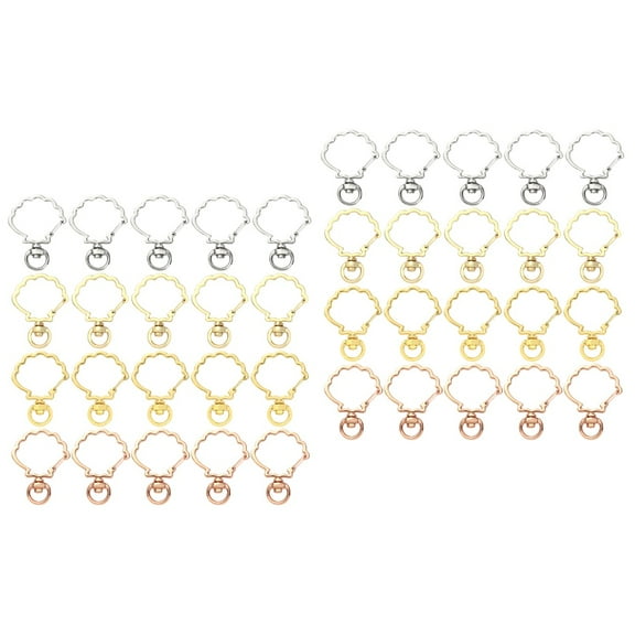 WORGEOUS 40 pcs Keychain Decor Zinc Alloy Keyring Shell Designed Keyring (Mixed Color)