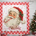 thumbnail image 3 of Christmas Santa Claus Shower Curtains for Bathroom, Winter Xmas Holly Leaf Red Checkered Waterproof Fabric Shower Curtain, Decorative Bathroom Curtain for Bathtub, 72"x72", No Hooks Included, 3 of 9