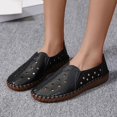 thumbnail image 4 of Vedolay Platform Casual Shoes Loafers for Women Slip On Leather Comfort Rubber Sole Flats Shoes,Black 6.5, 4 of 5
