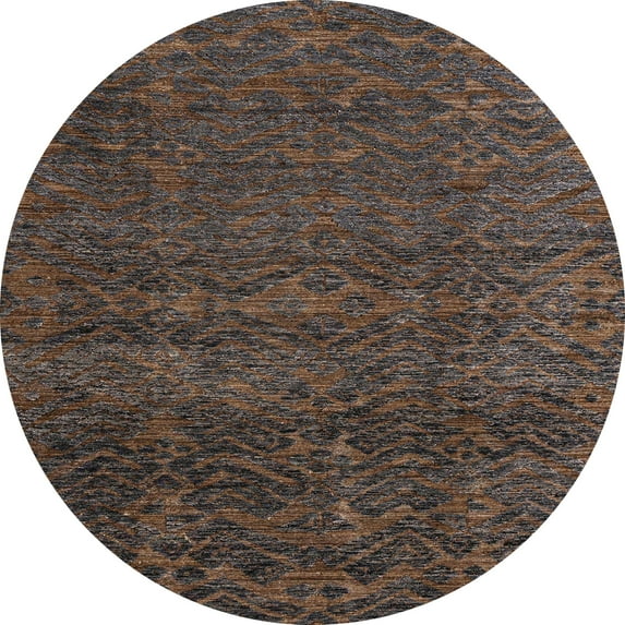 Ahgly Company Indoor Round Abstract Puce Purple Abstract Area Rugs, 7' Round