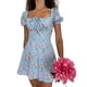 thumbnail image 1 of Txlixc Mini vestido para mujer, manga corta con estampado de flores y cordones, vestido de verano para vacaciones informales Txlixc  Moda, 1 of 3