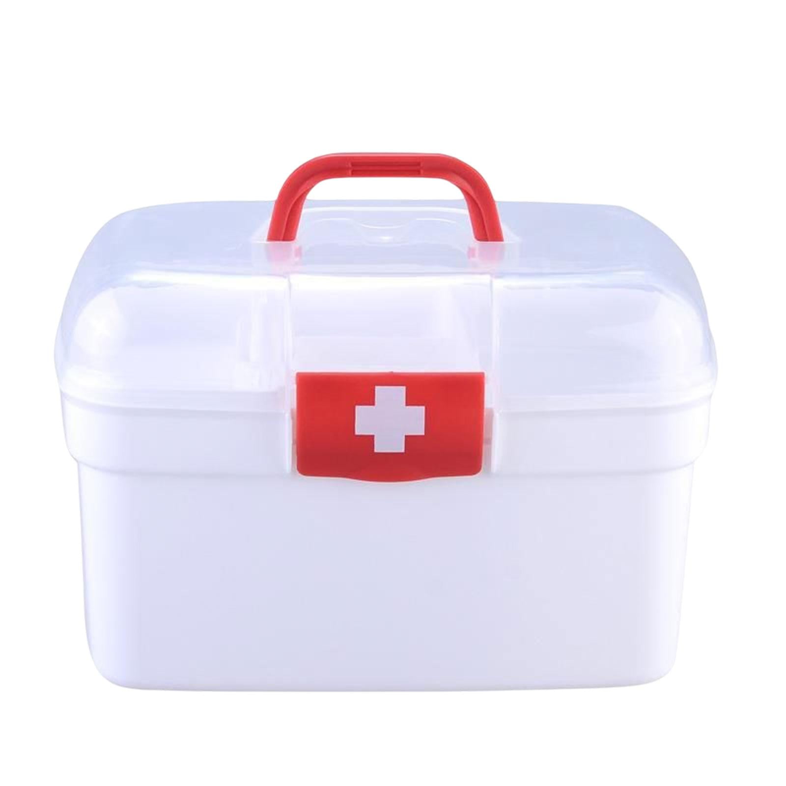 Multi Purpose Family First Aid Medical Box Container Bin Removable Tray  Household Storage Case for Outdoor Activities Car Travel Family L 