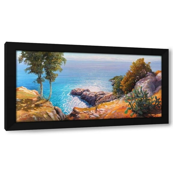 Adriano Galasso 24x14 Black Modern Wood Framed Wall Art Titled - Orizzonte Mediterraneo