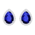 thumbnail image 2 of Rosec Jewels Lab Grown Blue Sapphire Teardrop Stud Earrings for Women with Diamond, 18K White Gold, 2 of 6
