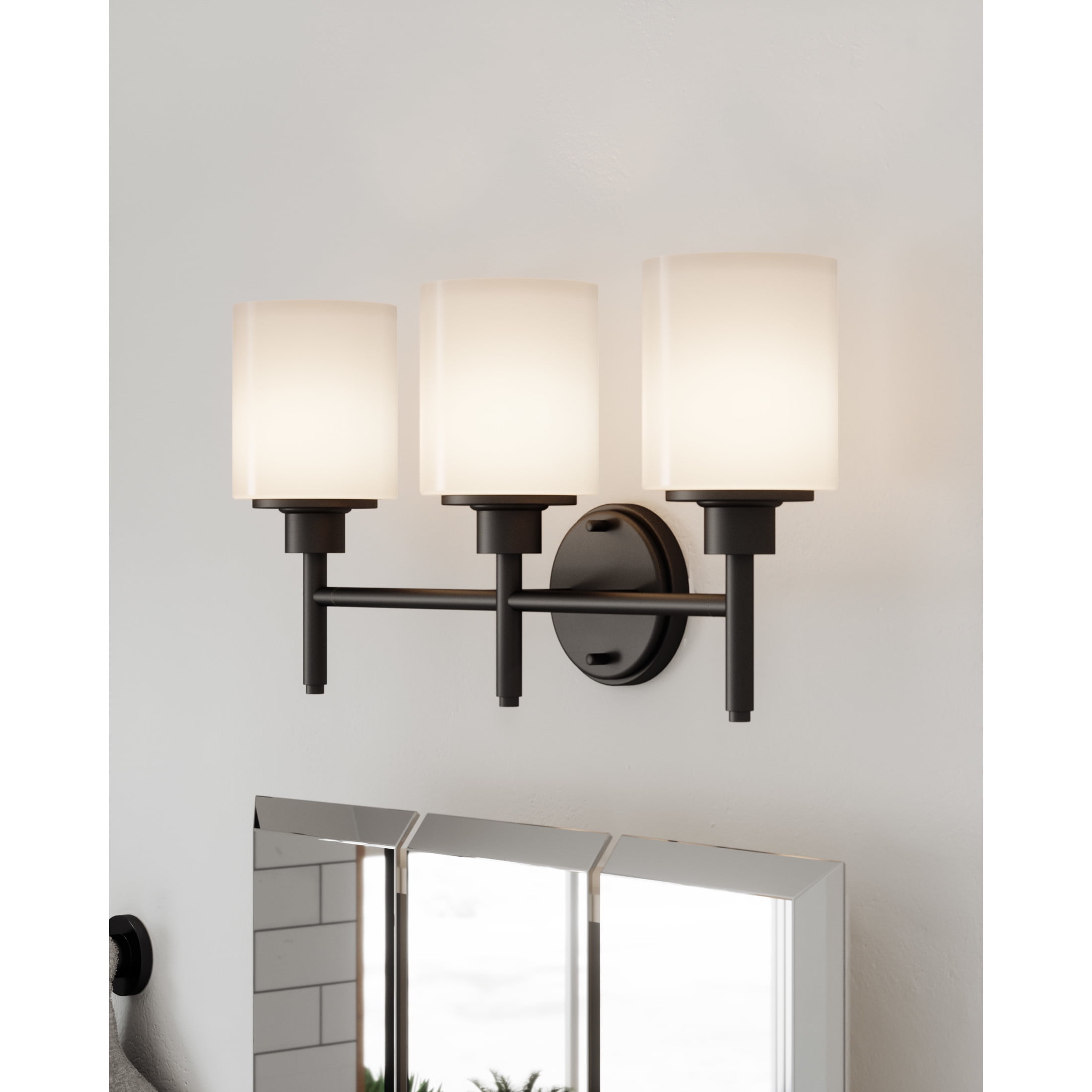 Design House Aubrey 3-Light Dimmable Indoor Bathroom Vanity Light with Frosted Glass