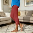 thumbnail image 4 of Khunlpohl Womens Capris Pants Elastic Waist Lace Casual Leggings Bottoms Fashion Solid Color Capri Pant, 4 of 7