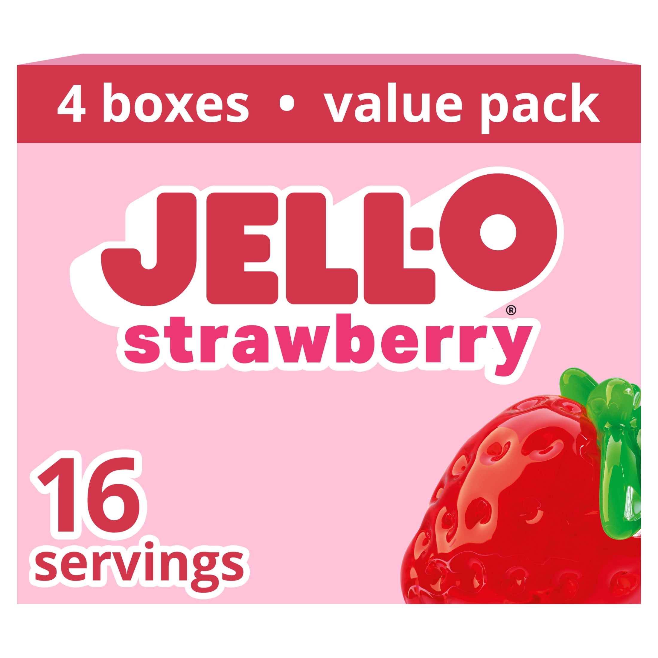 (6 pack) Jell-O Strawberry Gelatin Dessert Mix Value Pack, 4 Count Pack, 3 oz Boxes