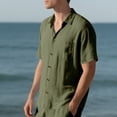 thumbnail image 7 of Mens Linen T Shirts, Short Sleeve Shirts for Men Summer Casual Vintage Solid Color Lapel Button Down Dressy Blouses with Pockets S-3XL, 7 of 7