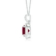 thumbnail image 2 of Angara Natural Ruby Pendant Necklace with Diamond Halo in Platinum for Women (Size-5mm) – July Birthstone Jewelry | Round Ruby Halo Pendant Necklace, 2 of 8