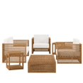 thumbnail image 3 of Lounge Sectional Sofa Table Set, White Natural, Teak Wood, Outdoor Patio Balcony Cafe Bistro Garden Hospitality Restaurant, Modern Contemporary HB34142, 3 of 15