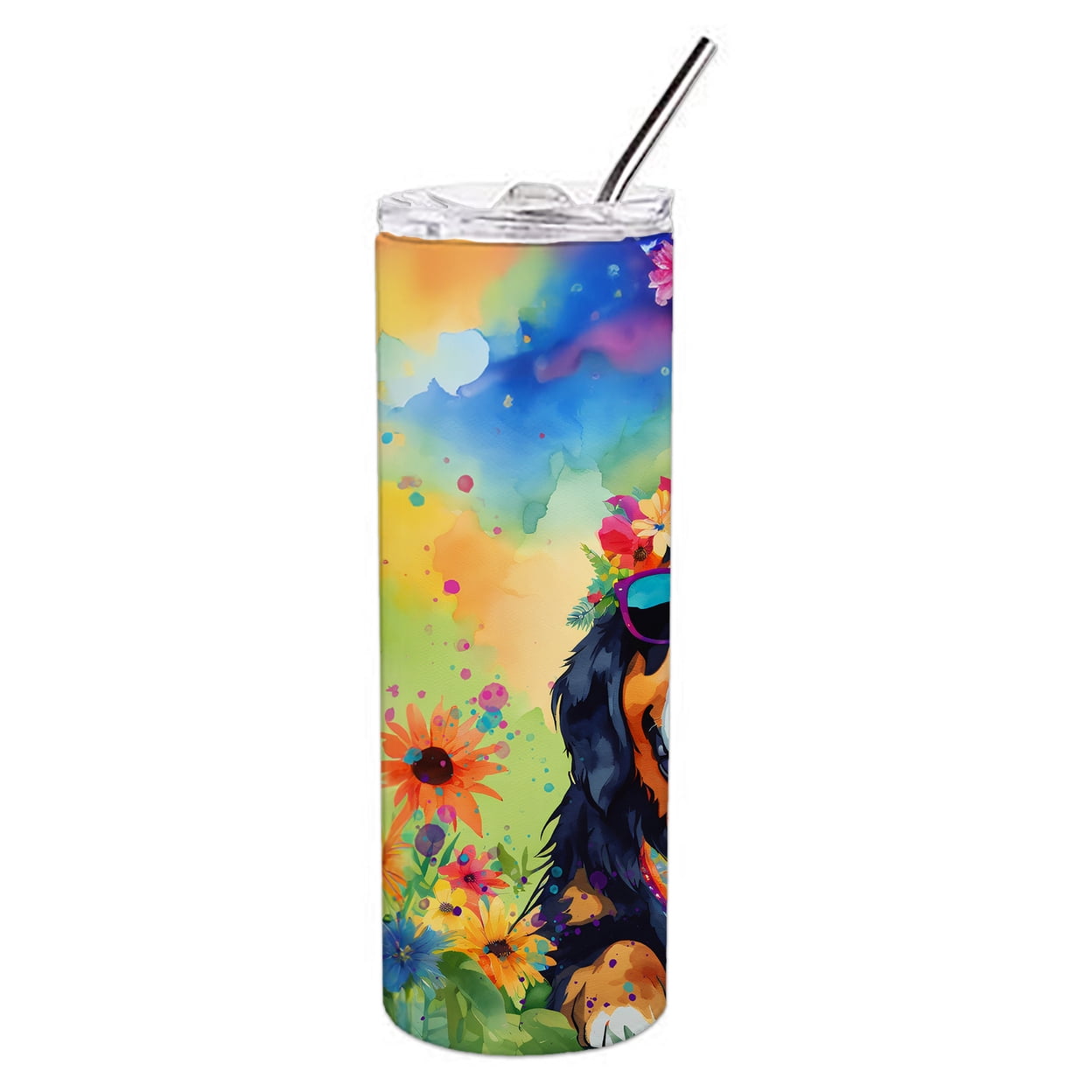 Carolines Treasures DAC2458TBL20 3 x 8.25 x 3 in. & 20 oz Bernese Mountain Dog Hippie Dawg Stainless Steel Skinny Tumbler