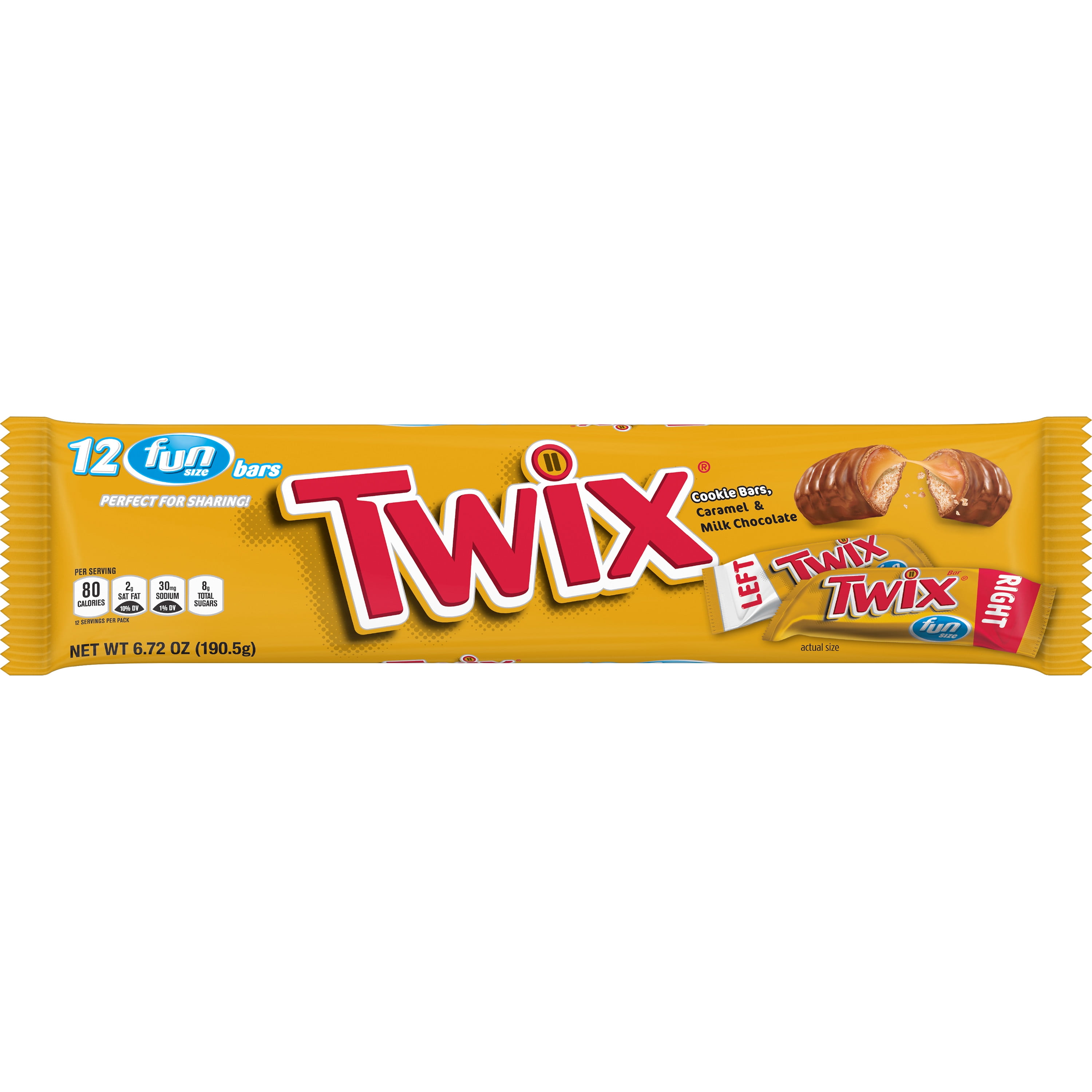 Twix Caramel Fun Size Chocolate Cookie Candy Bars - 6.72 oz (12 Pack)