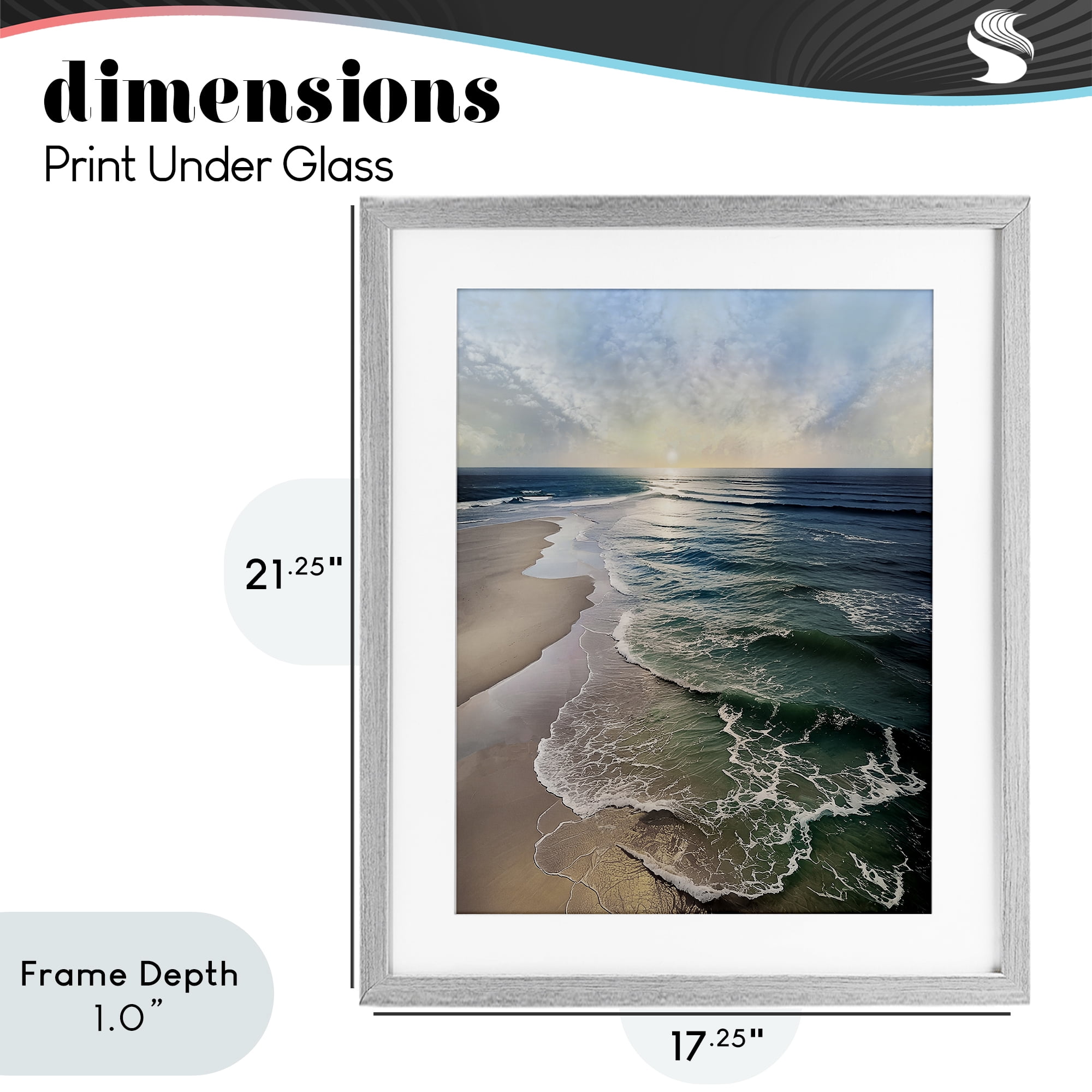 Stupell Industries Tranquil Shoreline with Soft Light Gray Framed Print Under Glass, design by Mike Calascibetta