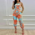 thumbnail image 2 of Puntoco Womens Clearance Jumpsuits Overalls with Suspenders and Printing Casual Jumpsuit Sky Blue, 2 of 9