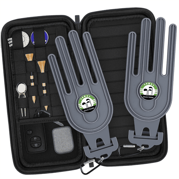 Golf Glove Holder with Stretcher & Hook - Protective Case for Golf Accessories Golf Glove Storage Bag