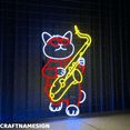 thumbnail image 2 of Craftnamesign Cat Playing Saxophone Neon Light, Saxophone Club Room Wall Art Decor, 2 of 4