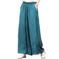 thumbnail image 2 of Lumtrix Wide Leg Linen Pants for Woman High Waisted Flowy Comfy Palazzo Pants Embroidery Graphic Work Trousers Blue XL, 2 of 6