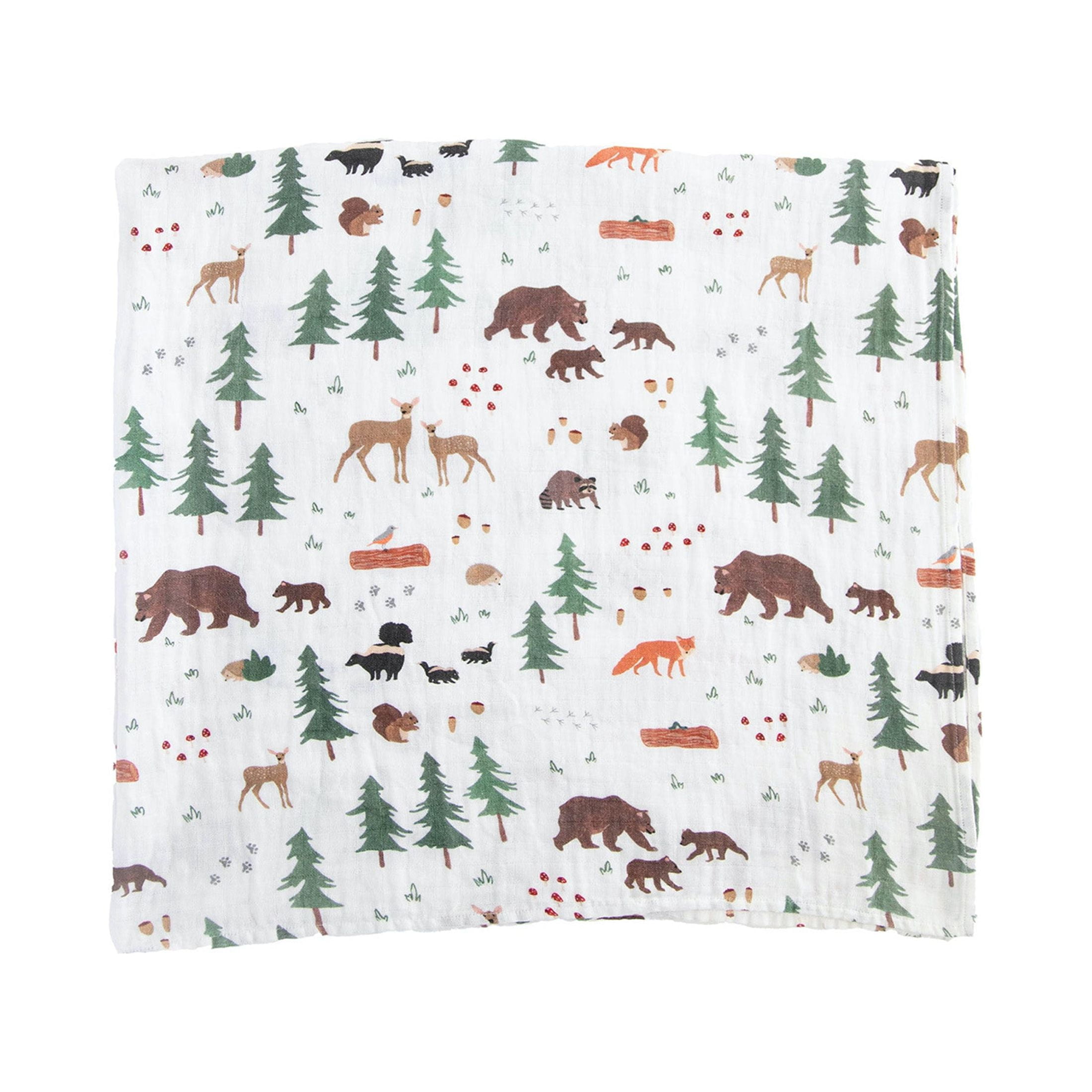 Red Rovr 100% Organic Cotton Muslin Infant Swaddle Blanket, Large, Unisex, Bear Buddies