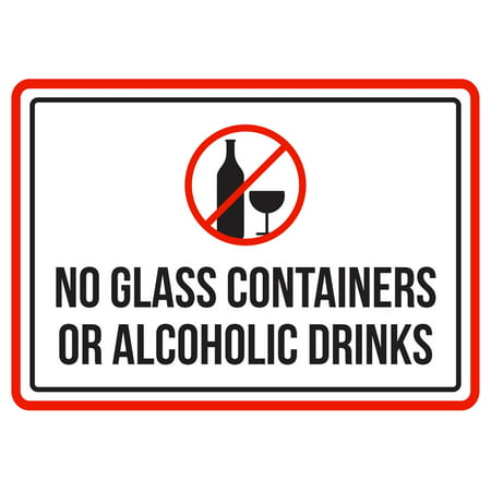 No Glass Containers Or Alcoholic Drinks Pool Spa Warning Small Sign, 7.5x10.5