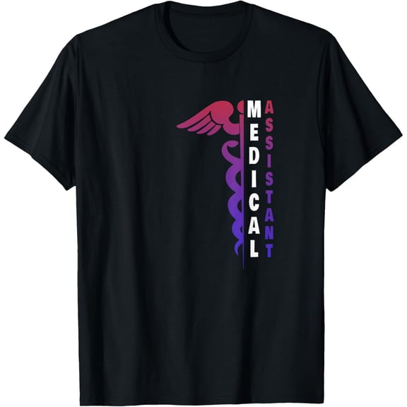 t-shirt Medical Assistant - Professional MA - Caduceus T-Shirt mens,black,women,funny,journey,Crew Neck, Short Sleeve,custom clothing patterns.gift