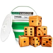 SWOOC Games - Yardzee, Farkle & 20+ Games - Giant Yard Dice Set (All Weather) with Collapsible Bucket, Lid, 5 Big Laminated Score Cards & Marker - Backyard Lawn Game - Indoor/Outdoor