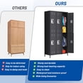 thumbnail image 7 of 72" Tall 6-Door Metal Lockers with 18 Hooks & 6 Shelves – Heavy-Duty Black Steel Storage Cabinet for Office, Gym, School, Home, Garage, Black, 7 of 7
