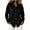 Black, variant on Women's Sun Protection Shirts Hoodie Cotton Linen Long Sleeve UPF 50+ Button Down Gauze Shirts Lightweight Summer Tops with Chest Pocket Black Small