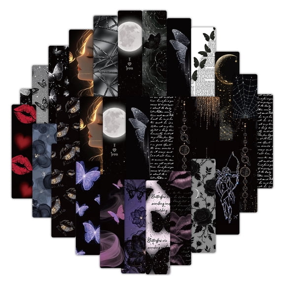 24Pc Dark Butterfly Whispers Creative Paper Bookmarks For Reading - With Unique Patterns, Ideal As Reward Gifts - For Teens, S, Book Lovers, Daily Reading, Gifting, School,