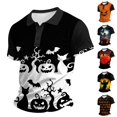 thumbnail image 2 of IAJDKMEK Halloween Men's Polo Short SleeveShirt - Soft Fabric Button-Down Shirt, Ideal Summer Shirt for Daily Casual, Holiday Wear, Golf Shirt & Costume,Black L, 2 of 7
