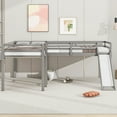thumbnail image 2 of Euroco Wooden L-Shaped Loft Bed, 2 beds in 1 for Kids Teens, Gray, 2 of 13